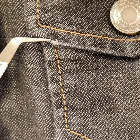 Chico's Platinum Jacket Dark Gray Denim Women Size 1 (Medium) Pleated Front - Picture 3 of 10